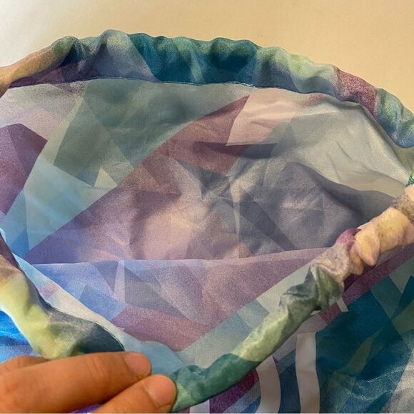 Athleta girl drawstring bag backpack sack purple silver 15x14” - Picture 2 of 5